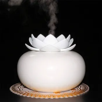 

New Lotus Air Humidifier Aroma Diffuser for Home Office Yoga Aromatherapy Essential Oil Diffuser Mini USB Ceramics Mist Maker