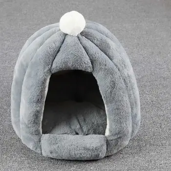 

Cute Cat Litter House For Cats Foldable Pet House&Bed Dog Cat Winter Soft plush Kennel Mat Pad Warm Sleeping Bag Puppy Cushion