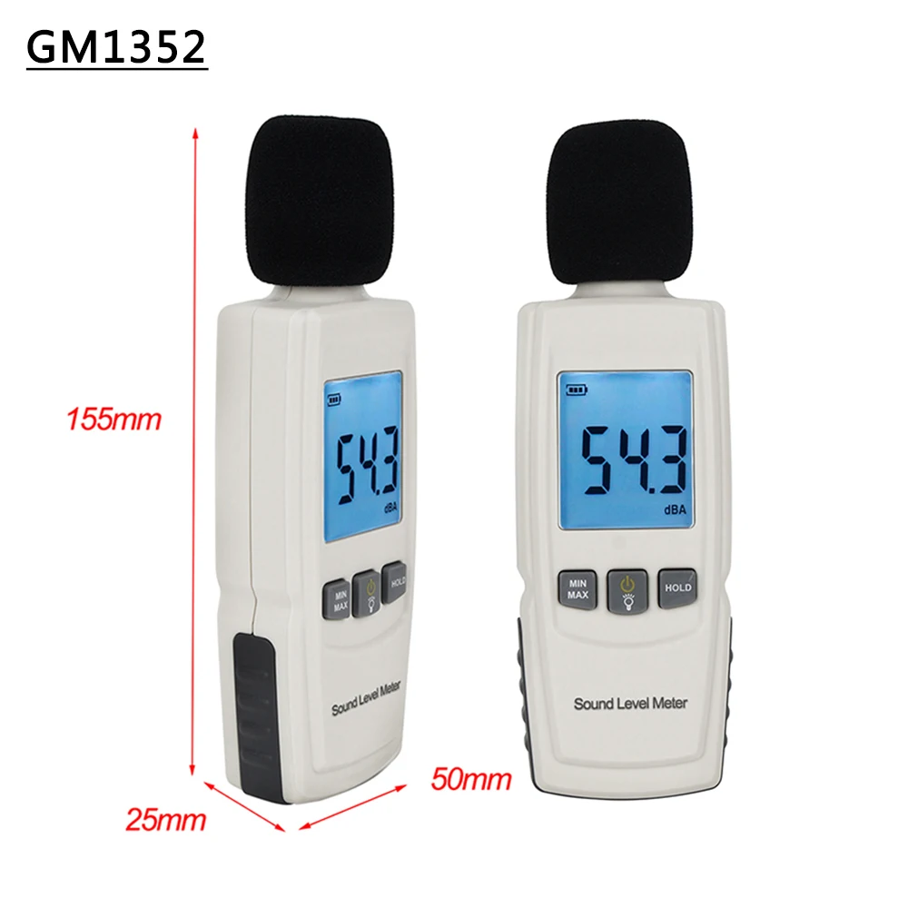 

GM1352 Mini Sound Level Meter Noise Audio Volume Monitoring Test 30-130dB Digital Decibels Detector With LCD Backlight