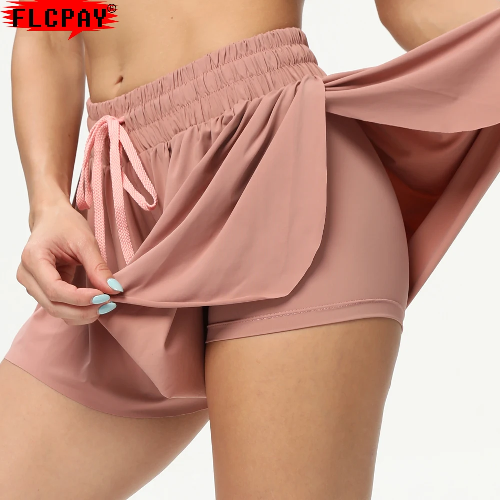 Gym Yoga Shorts Women Training Sports Running Fitness Leggings Athletic Workout Cute Culottes Short Skirt yoga shorts,workout shorts