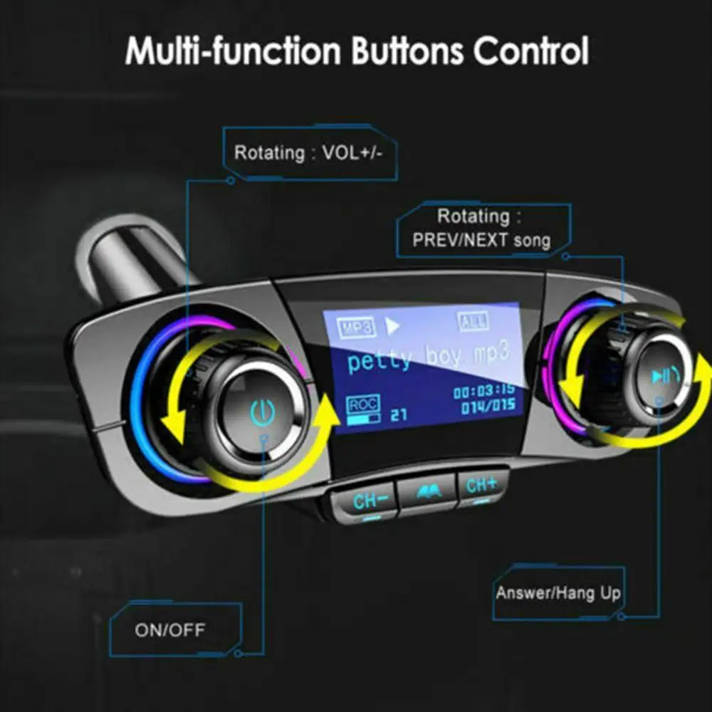 

Bluetooth Car Kit Hands Free Talking Car MP3 Music Player Audio FM Transmitter support SD Card USB Car Charger Bluetooth FM