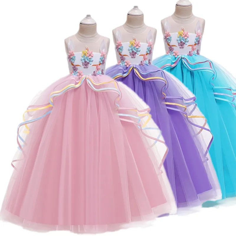 

Fancy Girl Unicorn Party Baby Children's Clothing Halloween Kids Dresses for Girls Clothes Teenage Ball Gown Vestidos Robe Fille