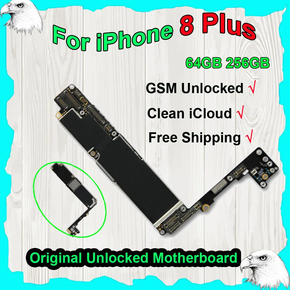 

Original Mother board For iPhone 8 Plus 64GB 256GB Mainboard Fingerprint Logic Mother Board NO iCloud Full Unlocked Motherboard