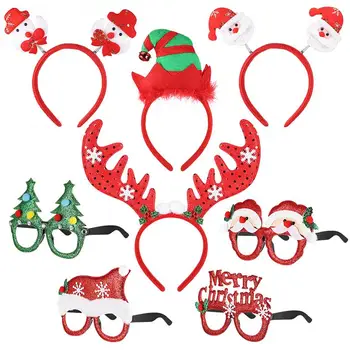 

Toyvian 4PCS Christmas Headbands with 4PCS Eyeglasses Cute Adorable Supplies Photo Props for Party Holiday