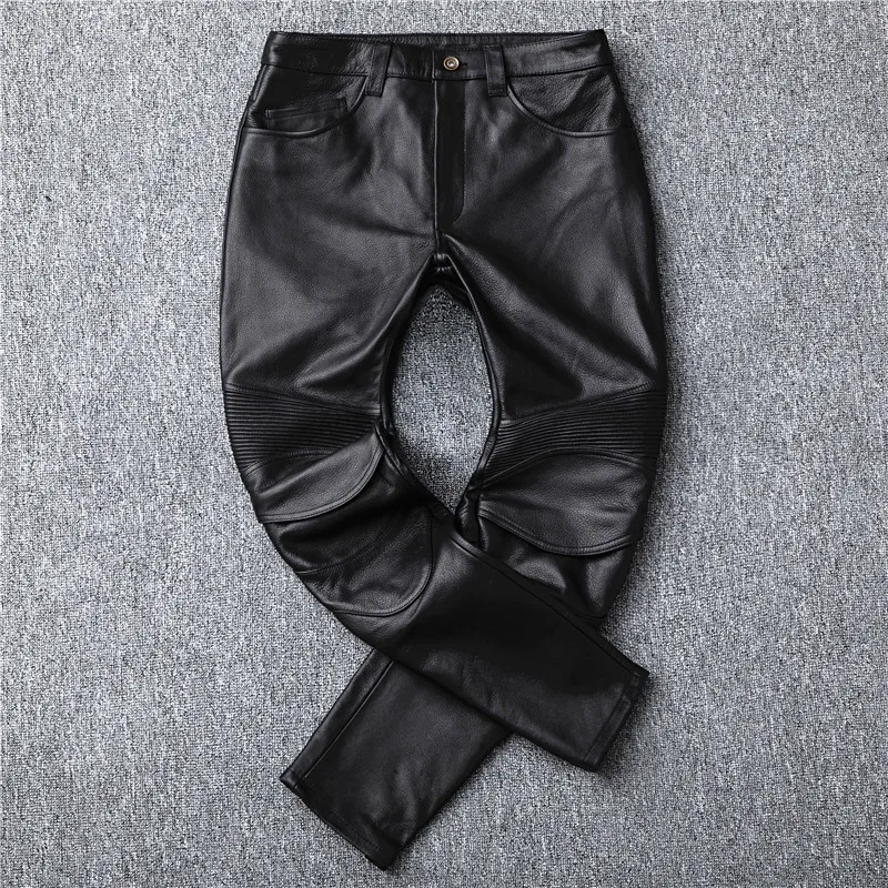 Men's Motorcycle Riding  genuine Leather Motorcycle Pants