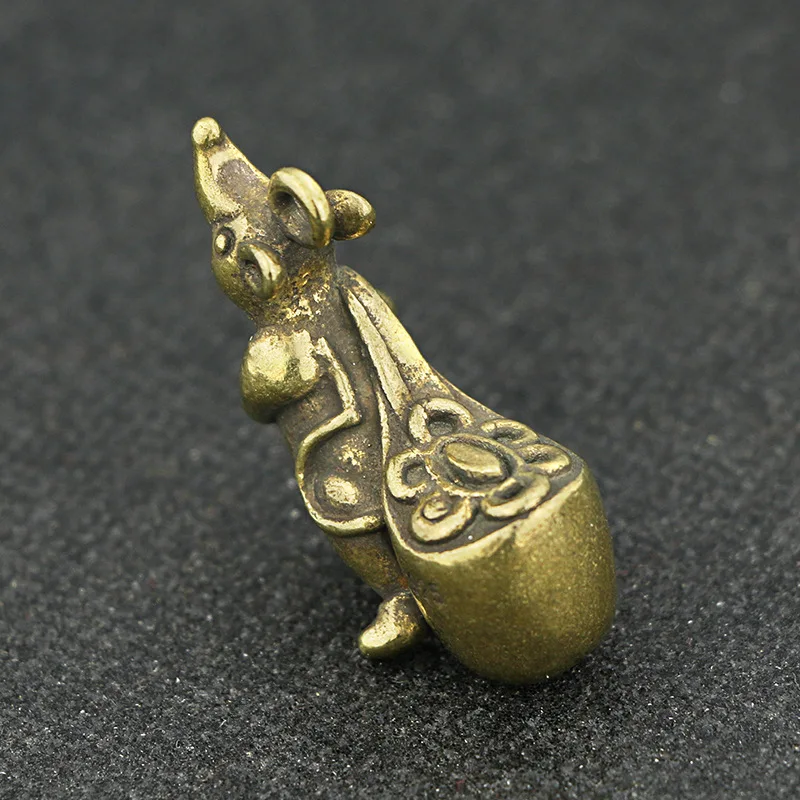 

Brass Rat Ornament Rat Mouse Keychain Accessories Pendant Durable Mini Home/office Decor 3.6cm Top