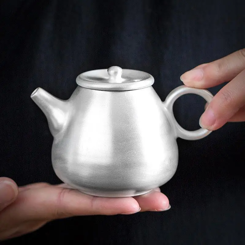 Tangshe Tea Making Small Silver Pot Hand Gilded Silver Teapot Silver Ceramic Household Tea Set Kungfu Teapot Xishi Teapot - Цвет: Ceramic silver jug