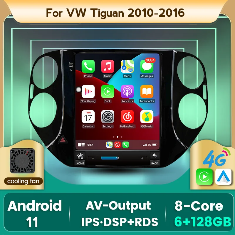 6+128 4G LTE Android 11 Tesla Type Multimedia Stereo Car DVD Player For Volkswagen Tiguan 1 NF 2007 - 2016 Navigation GPS Radio |