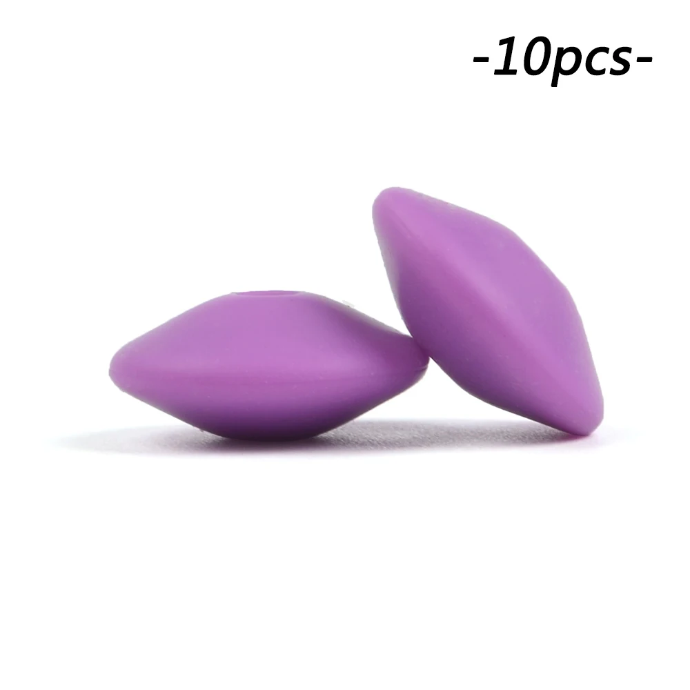 medium purple 10 шт./лот, силиконовые бусины чечевица, 15 мм, ожерелье для прорезывания зубов, игрушка для прорезывания зубов, силиконовая игрушка, BPA бесплатно, DIY, подвески для новорожденных, аксессуары для кормления - Цвет: medium purple