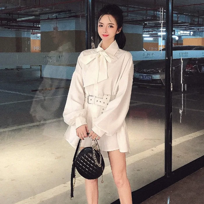 Waistband Elegant Blazer Mini Dress Women Long Sleeve Oversized Jacket Office Lady Wrap Bodycon Autumn Summer Spring Streetwear