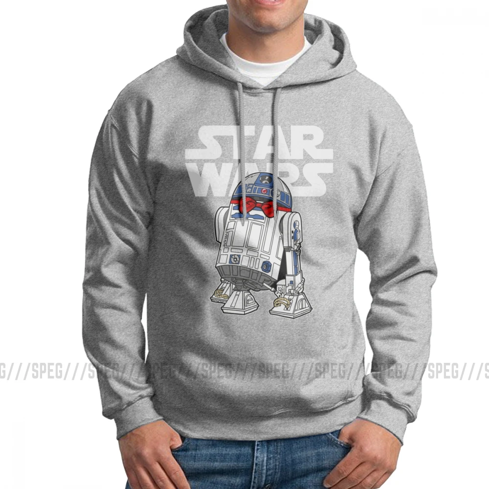 Мужские толстовки с капюшоном, R2-D2 из хлопка с принтом «Звездные войны», забавные толстовки с капюшоном - Цвет: Серый