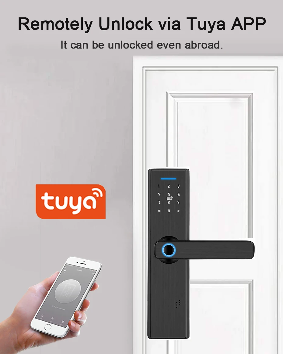 Tuya APP умный дверной замок отпечатков пальцев RFID карта и браслет WiFi электронный
