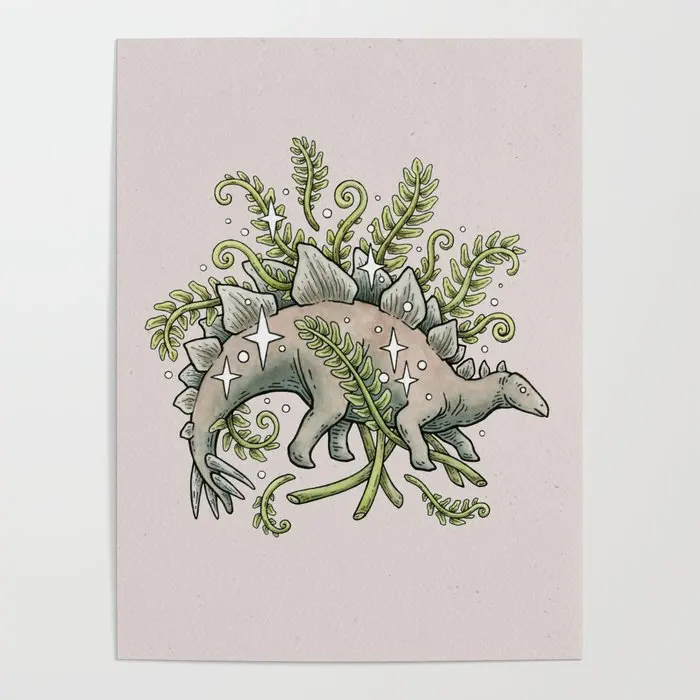 Домашний декор Стегозавр HD Печать папоротники картины ботанические стены