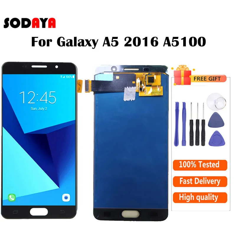 Бесплатная доставка OLED для Samsung Galaxy A510 Lcd A510F A510M A510FD A5 2016 дисплей сенсорный экран