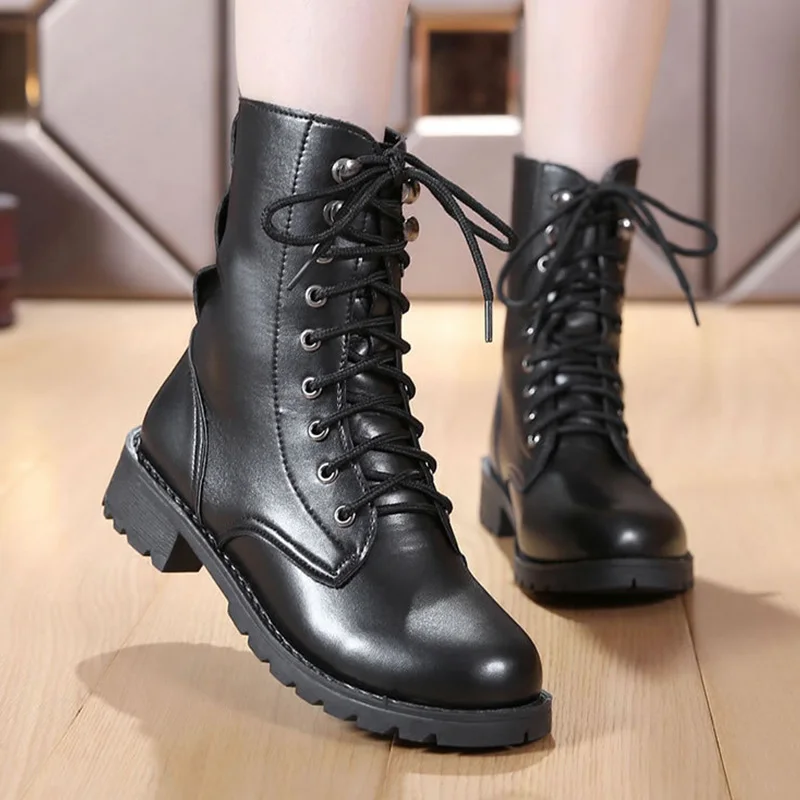 Leather Boots Women Ankle Boots 