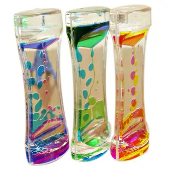 

New Floating Color Mix Illusion Timer Liquid Motion Visual Slim liquid Oil Glass Acrylic Hourglass Timer Clock Ornament Desk