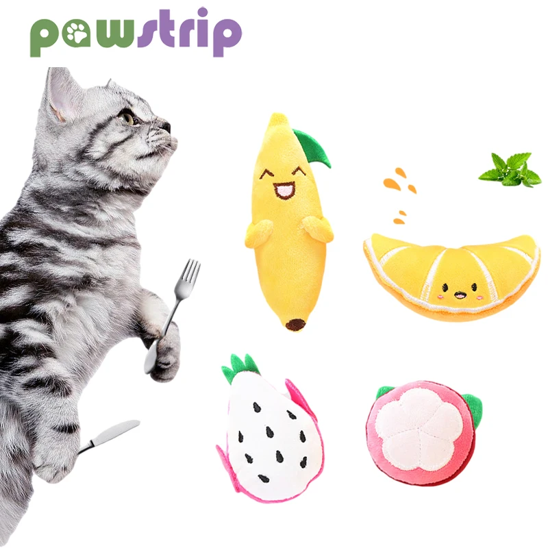 

1pc Catnip Cat Toys Muppet Fruit Plush Cat Toy Kitten Self-Hey Toy Funny Cat Toy Bite Resistant Interactive Toy for Small Cat