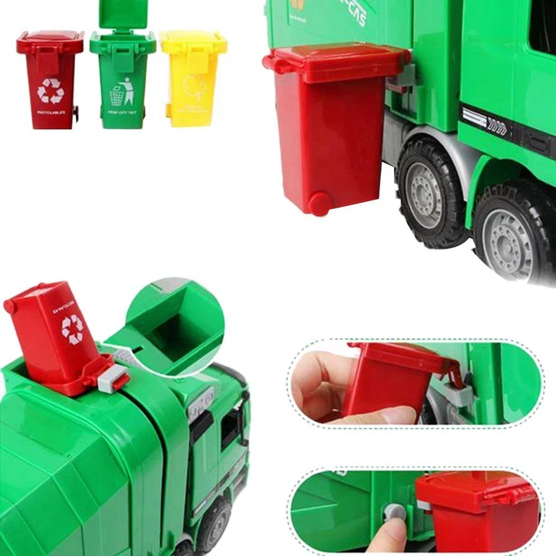Toy Vehicles Garbage Truck's Trash Cans 3 Pack Toy Garbage Truck ReplacemenE5T2 