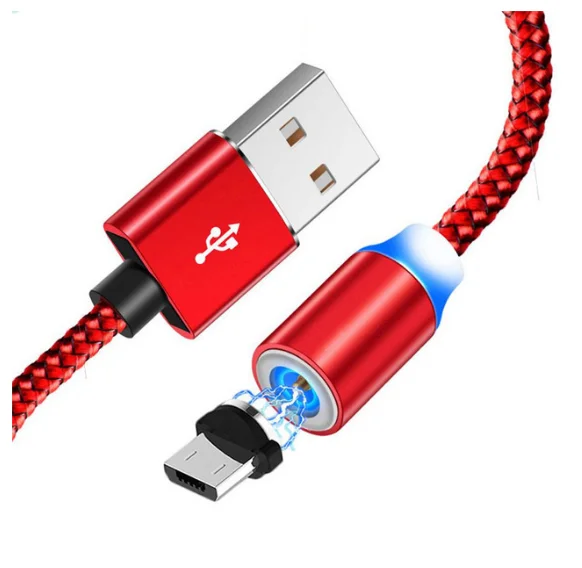Магнитный кабель 3 в 1 Micro usb type C адаптер зарядное устройство Быстрая зарядка для Iphone для samsung для Xiaomi магнит Android телефонный шнур - Цвет: Красный