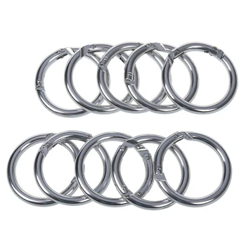 

10x silver carabiner round connectors keychain