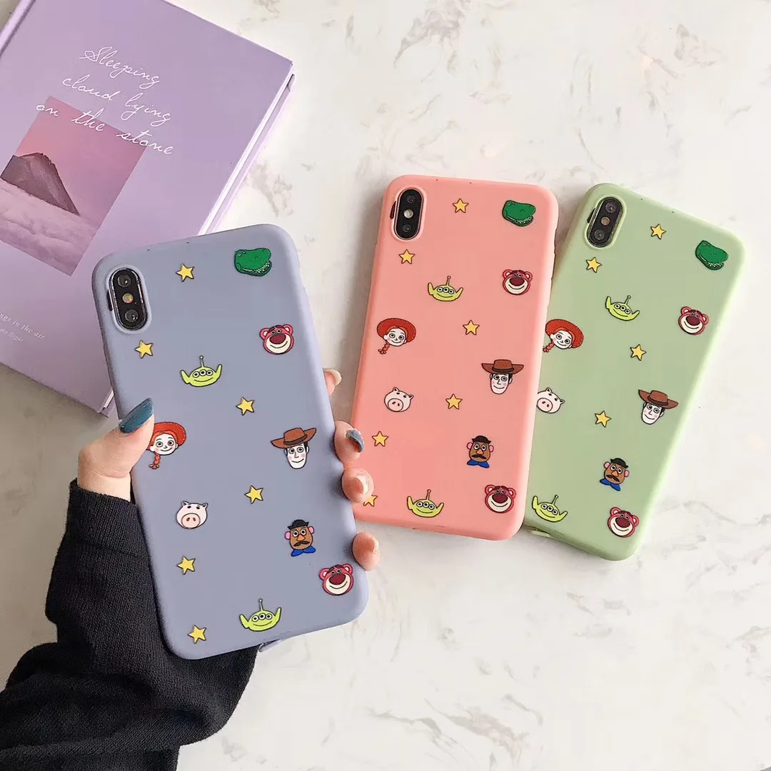 

New cute cartoon toy mobilization Buzz Lightyear phone case for iphone Xs MAX XR X 6 6s 7 8 plus candy color soft TPU back cover