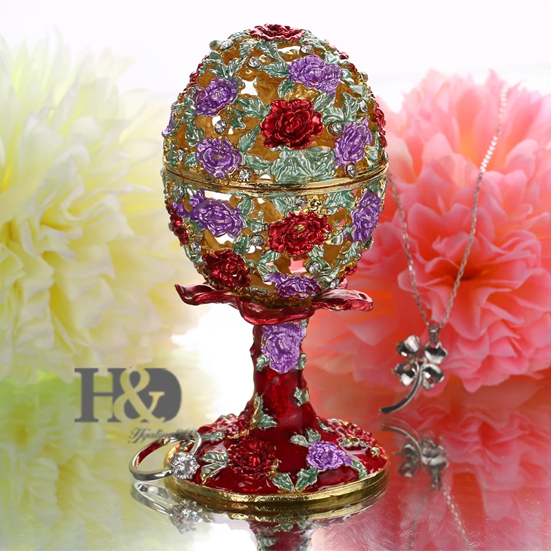 H&D, навесная шкатулка для ювелирных изделий, ручная роспись, Bejeweled, коробки в форме яйца, кольцо, держатель, коллекционные украшения для дома, свадьбы