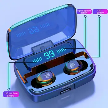 

TWS Bluetooth Earphone Wireless Headset Stereo Bass Sound Touch Control Sports Headset LED Display With 3300mAh Charging Bin