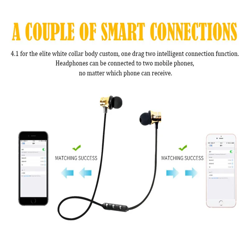 Metal Magnetic Earpiece Earbuds Wireless Bluetooth Earphone Sweatproof Sports Headphone for Mobile Phone MP3 MP4 computer