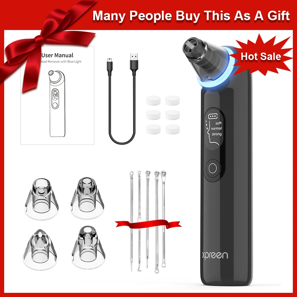 XPREEN Blackhead Remover Warmer Vacuum Suction Face Pimple Cleaner Acne Comedone Extractor