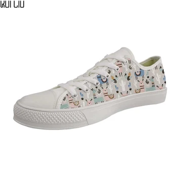 

Customized Cool Alpaca Printing Kid Vulcanize Shoes Fashion Canvas Shoes for Girls Teenagers Breathable Lace Up Sneaker Shoes