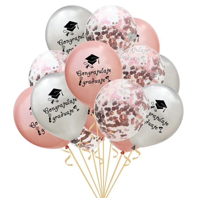1-15pcs Graduation Balloons Gold Silver Black Latex Balloon Confetti Ballons 2022 Congratulation Grad Party Decoration Supplies S07-15pcs