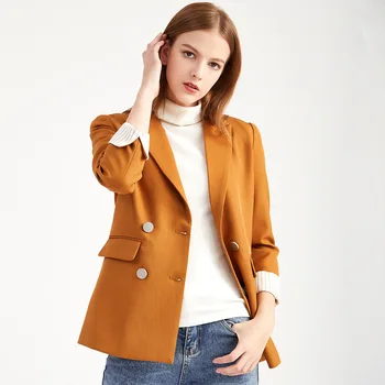 

KALENMOS Coat Female Casual Loose Double Breasted Blazer Women Office Daily Work Autumn Coat Abrigos Mujer Clohes 2020 Plus Size