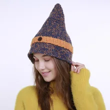 Модная осенне-зимняя женская вязаная шапка унисекс, шапка с острым носком, шапка для косплея на Хэллоуин, шапка ведьмы, спортивная шапка, шапочка