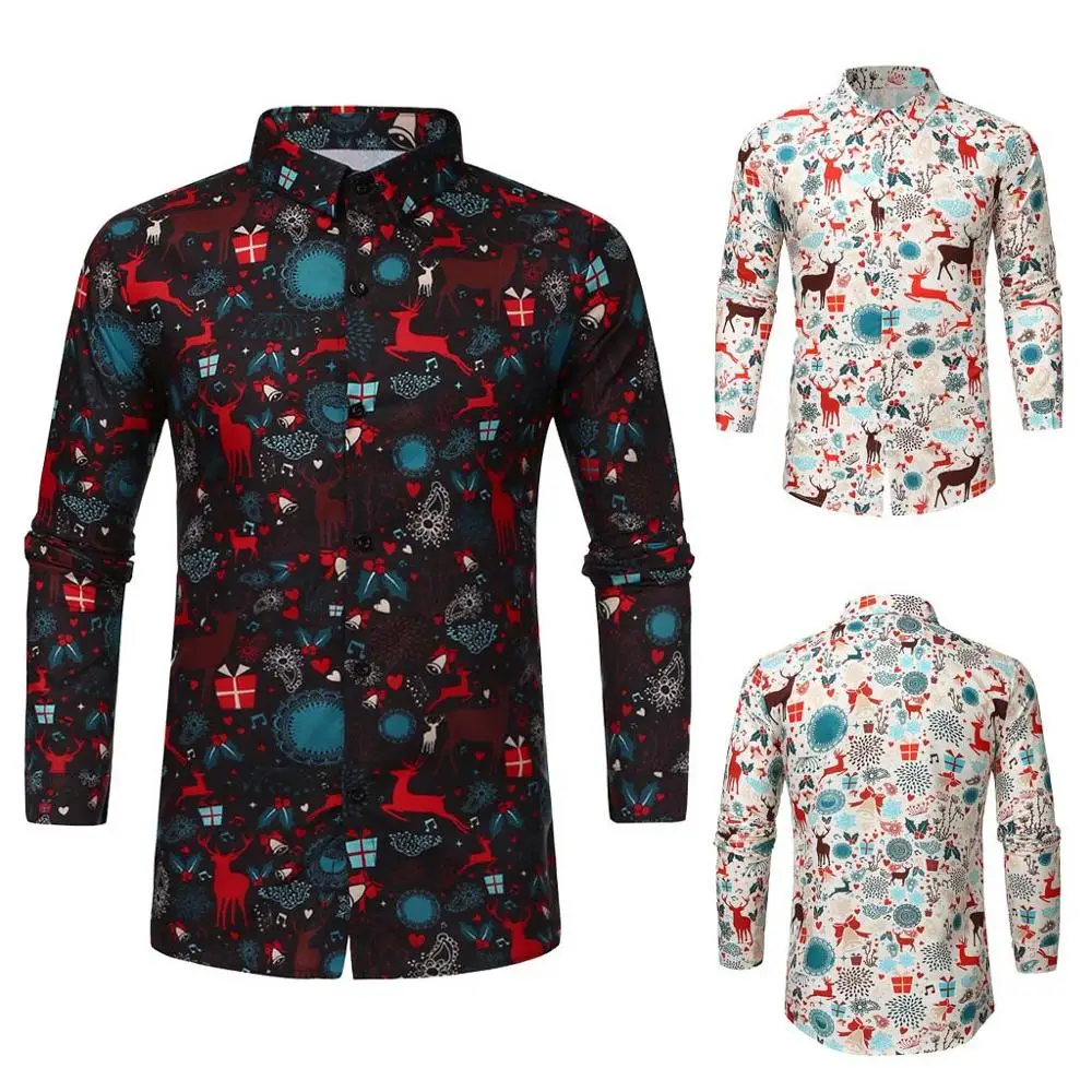 Camisa masculina, новинка, Рождественская рубашка, блузка для мужчин, Повседневная тема, на пуговицах, рубашка, топ, Рождественская Мужская одежда, блузки