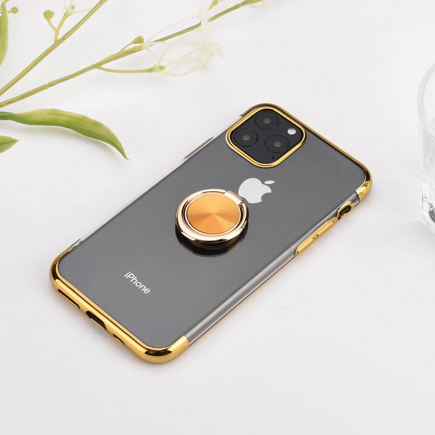 

Goodopt Transparent Phone Case For iPhone 11 Pro Max X XR XS Max 8 7 6 6S Plus Clear Soft TPU stand ring Magnetic phone Cover