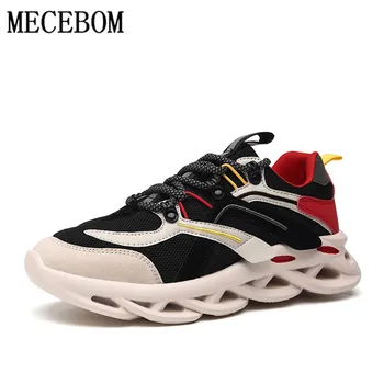 

New Fashion Men Chunky Sneakers Blade Thick Bottom Colorblock Lightweight Lace-up Street Non-slip Sneakers Men Shoes