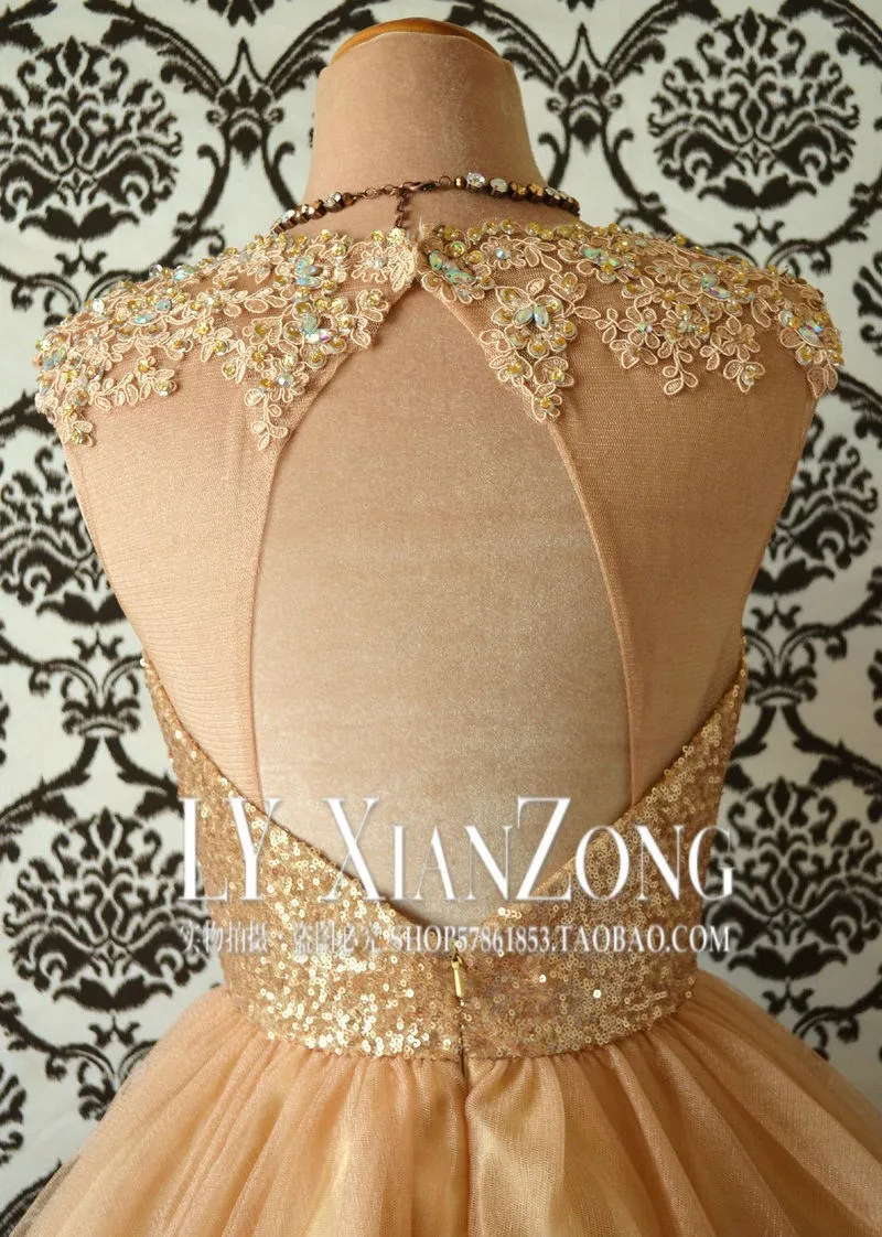 Vestido-de-noiva Формальное размера плюс новое бальное платье размера плюс маскарадное короткое золотое платье для выпускного подружки невесты