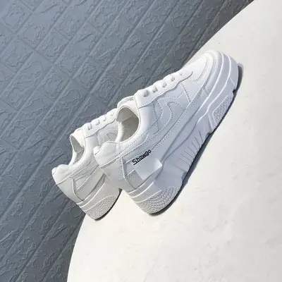 spring new women's flat shoes Korean students wild thick-soled casual sneakers - Цвет: Белый