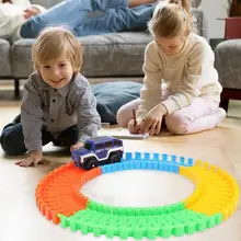 Освещенная Автомобильная железная дорога гоночный автомобиль гоночный трек игрушки пластик интересный интеллект большое приключение для детский день рождения, день рождение мальчика подарок