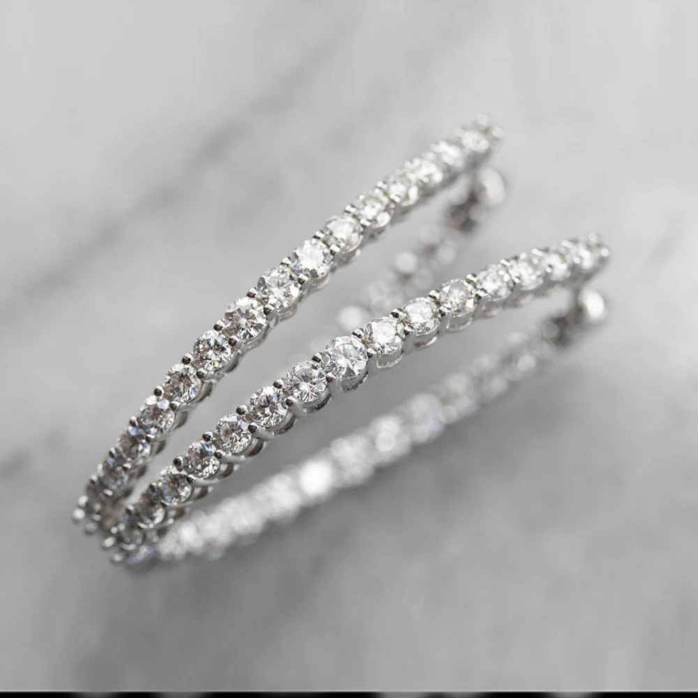 Huitan Dainty Oval Hoop Earring for Women Micro Paved CZ Stone Luxury Female Engagement Wedding Party Accessories Trendy Jewelry