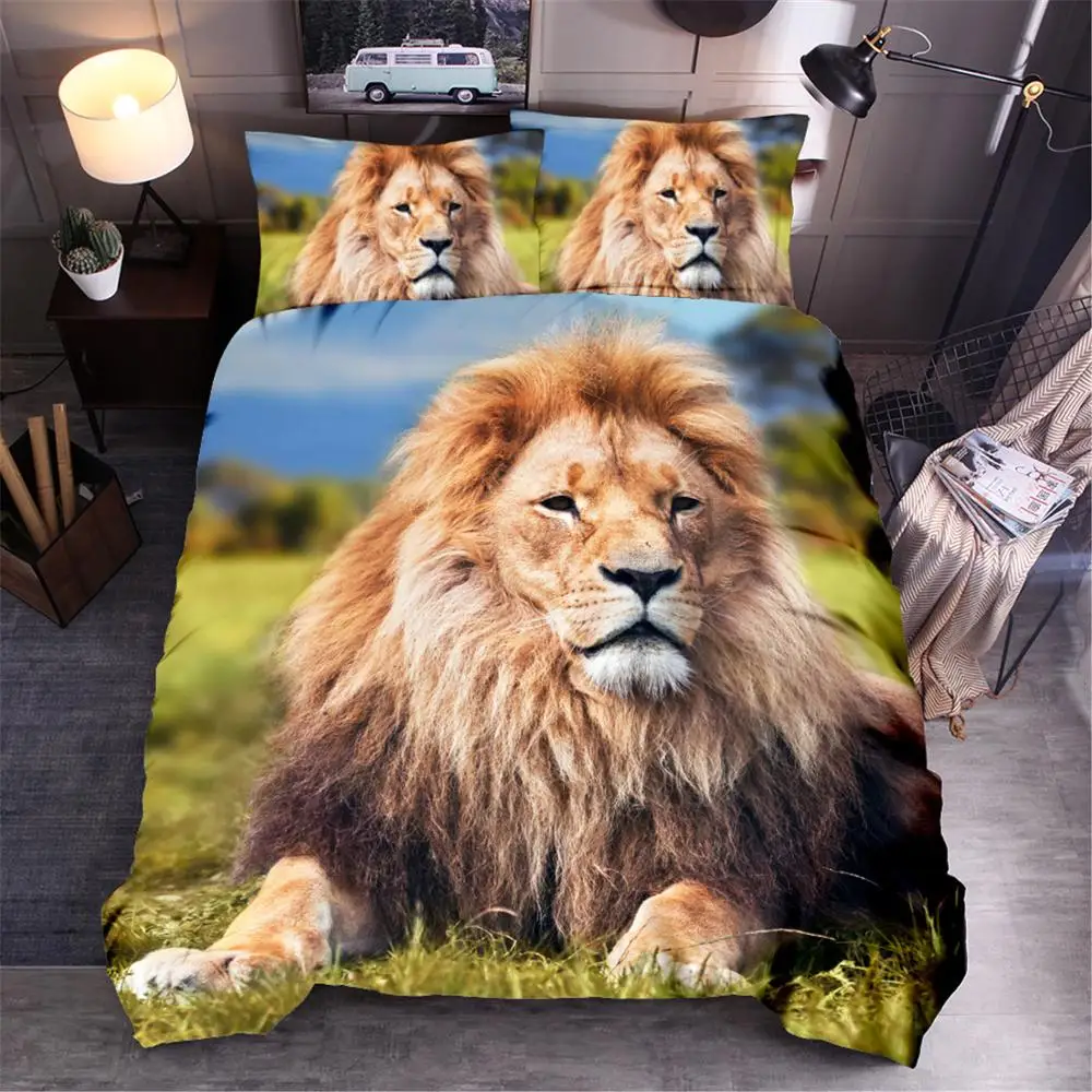 Lion Printed Bedding Set Newest Fashion Bedroom Decoration Queen Size Bedspread，King Duvet Cover Kids Quilt |