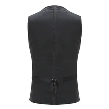 Мода и индивидуальность ночной клуб стиль темные полосы сустава мужчины случайные универсальный три пряжки жилет сплошной цвет яркий серф