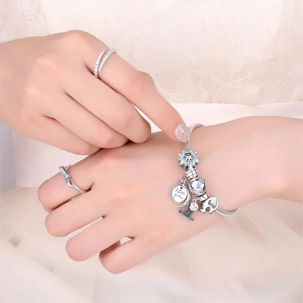 JewelryPalace сладкая любовь создан розовый сапфир сердце 925 пробы Серебряный Шарм Fit Браслеты как красивые подарки для женщин