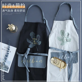 

Waterproof apron women's kitchen fashion overalls men's home waist waist apron apron new cotton and linen cotton coat