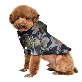 

Pet Dog Camouflage Clothes with Hat Cotton Material Soft Comfortable Reflective Design Pet Warm Clothes Autumn Winter