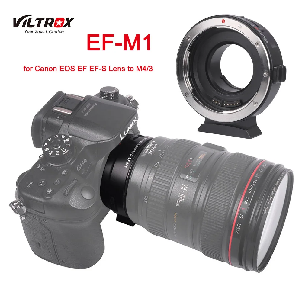 Viltrox EF-M1 переходное кольцо объектива с автофокусом для Canon EOS EF EF-S объектив для M4/3 камеры GH5GK GH85GK GF7GK GX7 E-M5 II E-M10 III