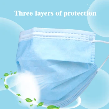 

Disposable dust mask Ordinary Masks Breathable windproof 2020 fashion cotton three layers dust-proof blue hanging ear mask