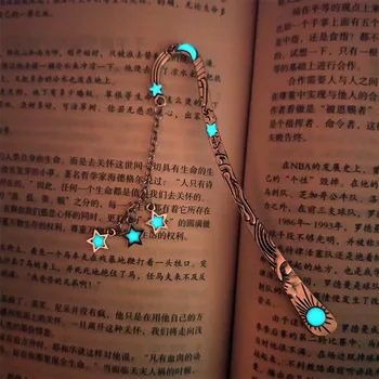 

Luminous Moon Stars Bookmark Creative Vintage Retro Metal Book Marks for School Supplies Novelty Stationery Girls Gift