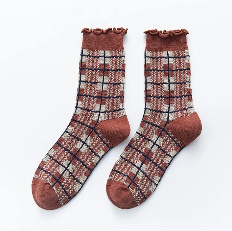 brick red Jeseca, осенне-зимние носки для женщин, школьный стиль, японский стиль, Kawaii, милые носки для девочек, Женские винтажные уличные носки в стиле Харадзюку - Цвет: brick red