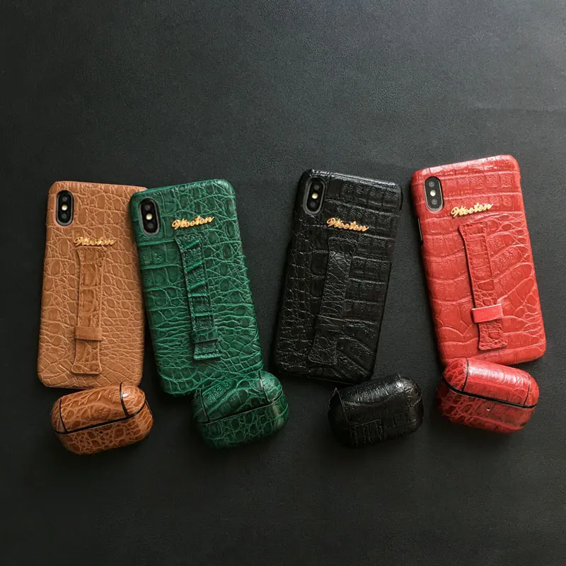 Чехол из крокодиловой кожи PU на запястье для iPhone 11 Pro Max XS 7 8 6 6S Plus X XR Жесткий Чехол для наушников для Airpods Pro
